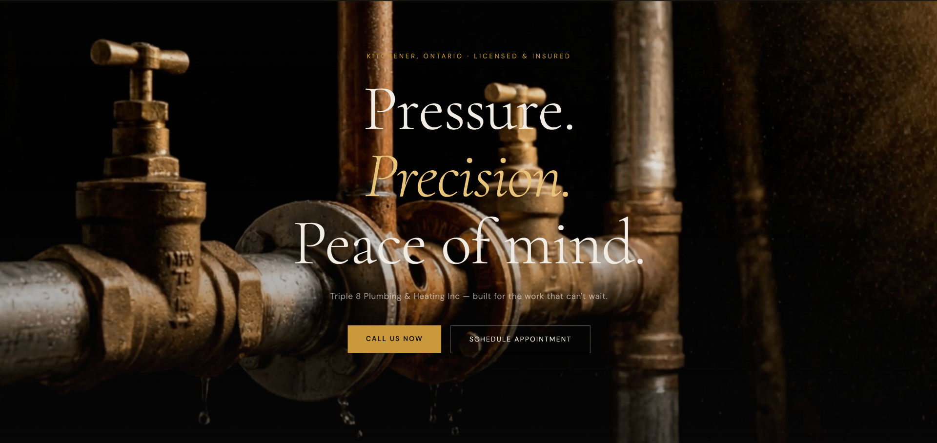 Triple 8 Plumbing & Heating — Kitchener homepage screenshot