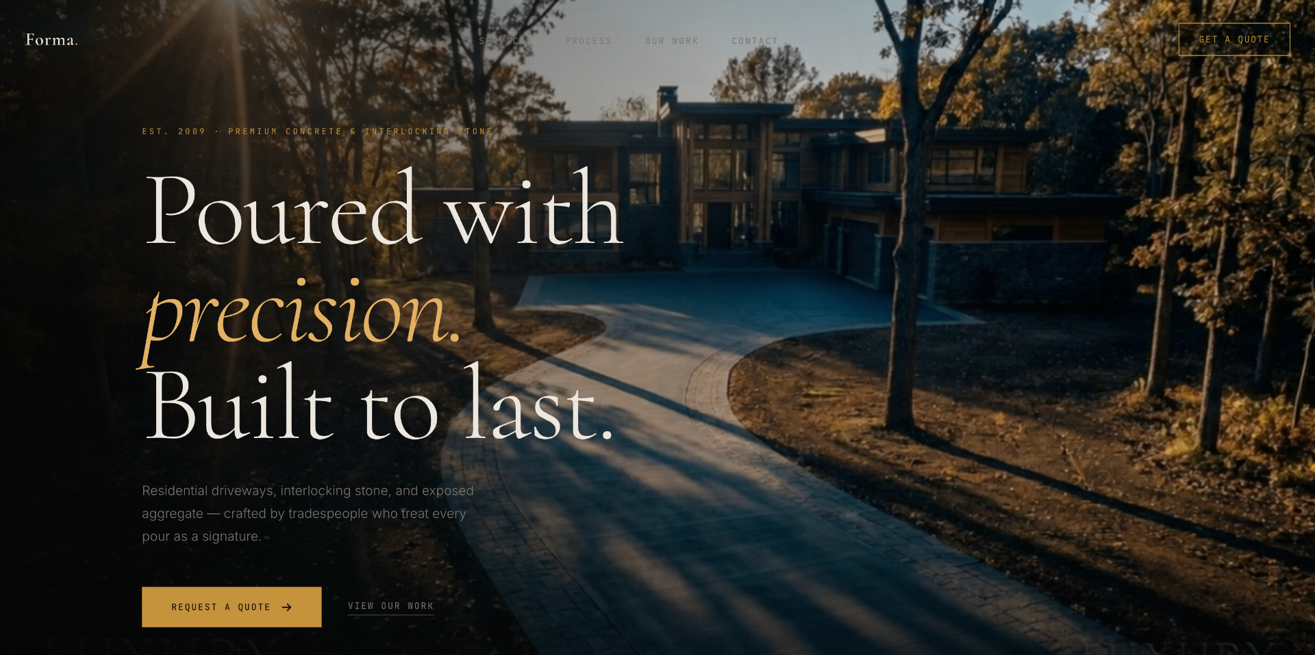 Forma — Premium Concrete & Interlocking Stone homepage screenshot